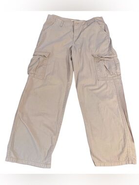 Levis Womens Size 31 Khaki ‘94 Baggy Pants Cargo Grunge Cotton Wide Leg Pockets